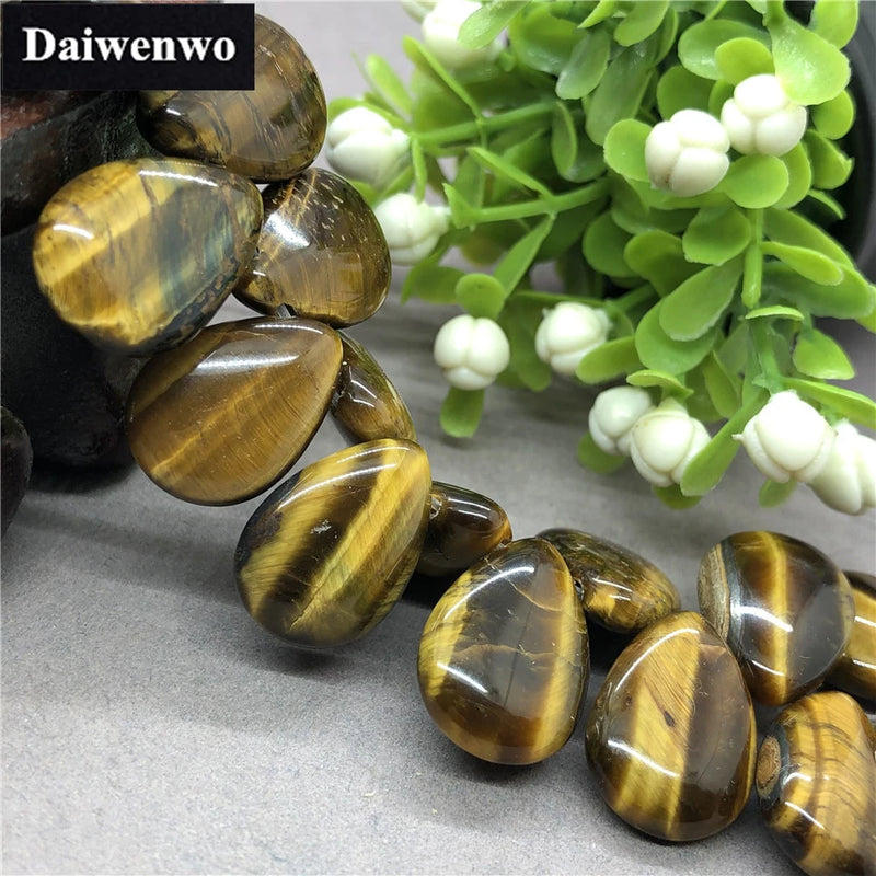 Natural Stone Yellow Tiger Eye Water Drop Shape DIY Pendant
