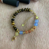Yellow Tiger Eye Stone Abacus Shape Pendant Bracelet 7.5inch Y859