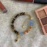 Yellow Tiger Eye Stone Abacus Shape Pendant Bracelet 7.5inch Y859