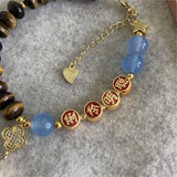Yellow Tiger Eye Stone Abacus Shape Pendant Bracelet 7.5inch Y859
