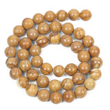 Yellow Wooden Veins Charm Round Loose Beads 4-12 MM
