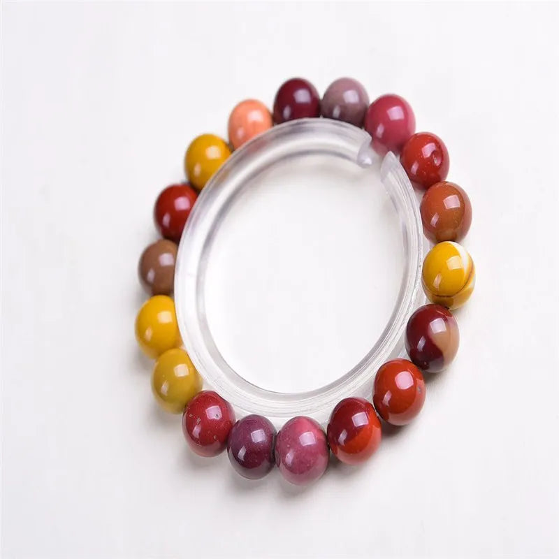 Natural Stone Mookaite Round Bead Bracelet 8-14MM