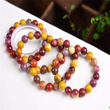 Natural Stone Mookaite Round Bead Bracelet 8-14MM