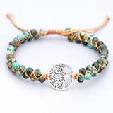 Natural Stone Yoga Wrap Bracelets Tree of Life Charm African Jasper