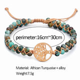 Natural Stone Yoga Wrap Bracelets Tree of Life Charm African Jasper