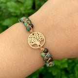 Natural Stone Yoga Wrap Bracelets Tree of Life Charm African Jasper