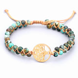 Natural Stone Yoga Wrap Bracelets Tree of Life Charm African Jasper