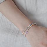Natural Stone & Silver Beads Bracelet 925 Sterling Silver Round Ball