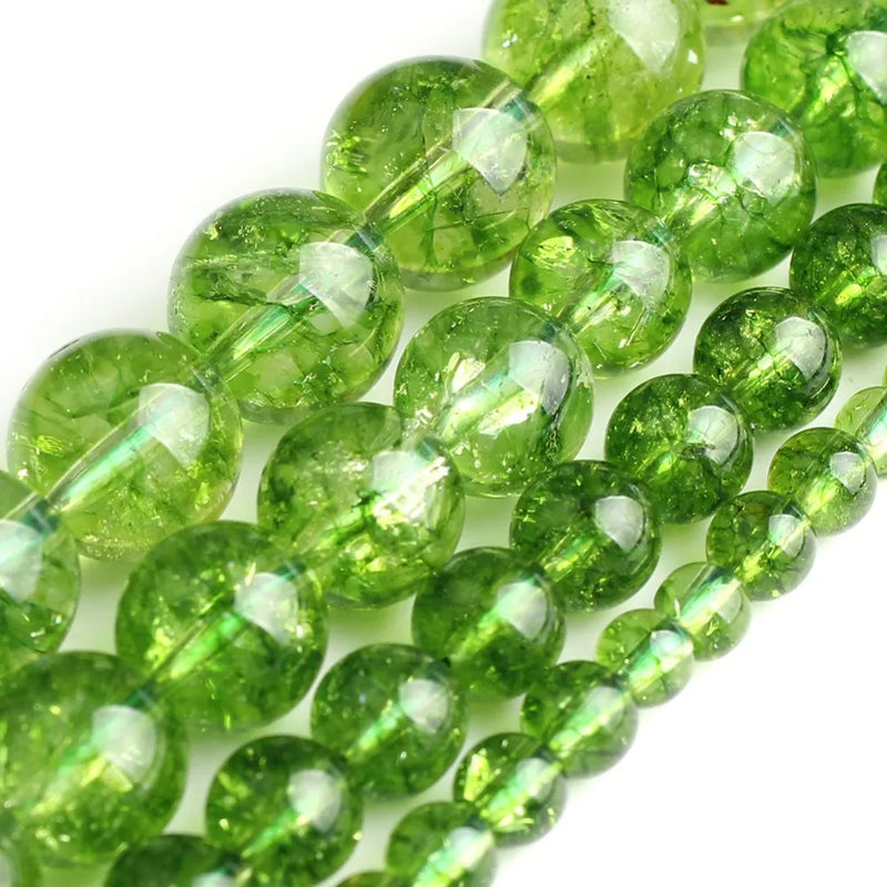 Green Peridot Round Loose Spacer Beads 4 6 8 10mm For Jewelry Making