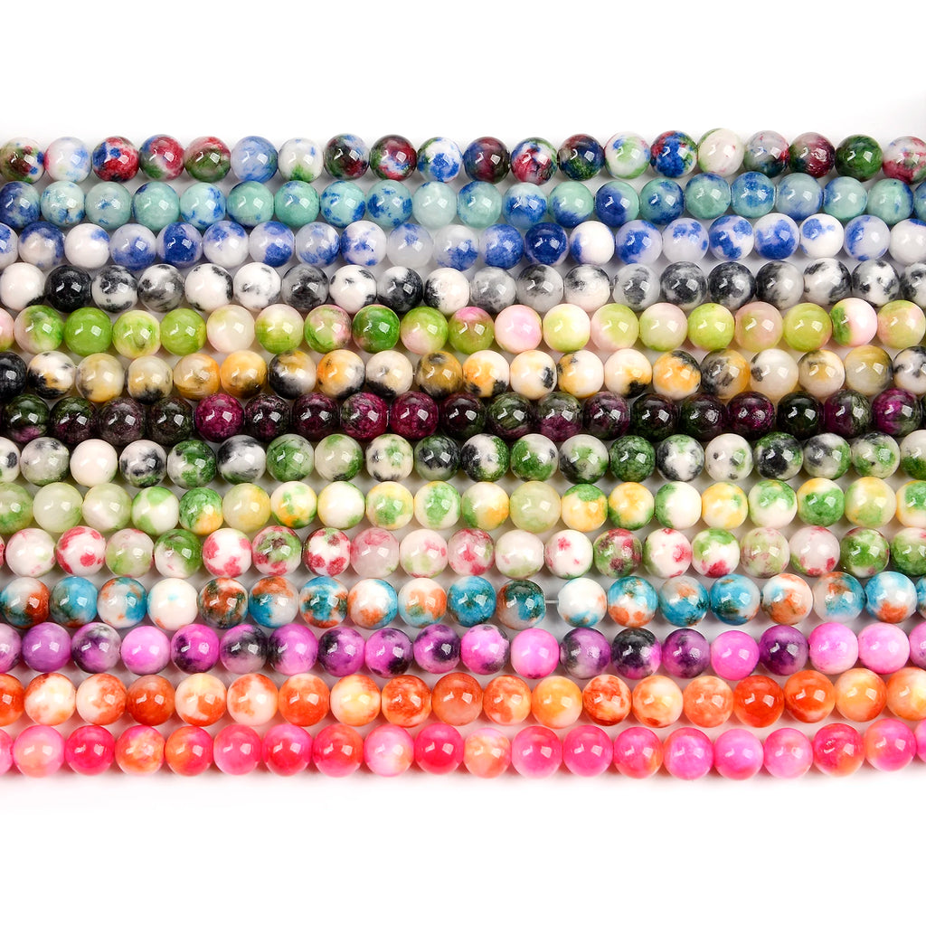 Multicolor Persian Jade Round Beads for Jewelry Making DIY Strand 4/6/8/10/12 MM