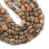 Red Leopard Gravel Stone Beads 5-8mm Charm Spacer Ball 15''