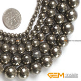 Irony Gray Pyrite Round Beads 15 inch Strand 6mm 8mm
