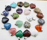 Natural Stone Opal Agate Crystal Heart Shape Pendant 20mm