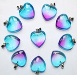 Natural Stone Opal Agate Crystal Heart Shape Pendant 20mm