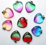 Natural Stone Opal Agate Crystal Heart Shape Pendant 20mm