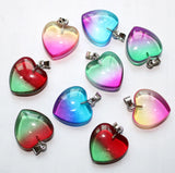 Natural Stone Opal Agate Crystal Heart Shape Pendant 20mm