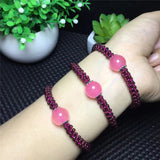 Pink Chalcedony Charm Bracelet Garnet Beads Braided Yoga Jewelry