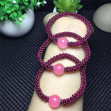 Pink Chalcedony Charm Bracelet Garnet Beads Braided Yoga Jewelry