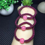 Pink Chalcedony Charm Bracelet Garnet Beads Braided Yoga Jewelry