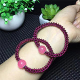 Pink Chalcedony Charm Bracelet Garnet Beads Braided Yoga Jewelry