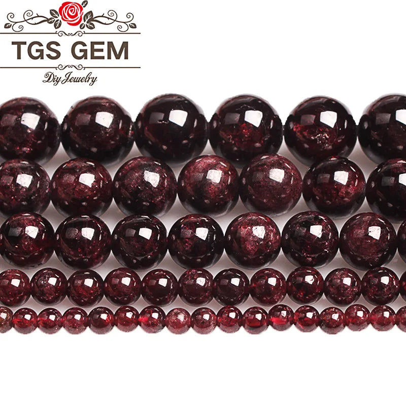 Natural Garnet Gemstone Beads 2-12MM Round Smooth DIY Bracelet Jewelry Making