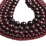 Natural Garnet Gemstone Beads 2-12MM Round Smooth DIY Bracelet Jewelry Making