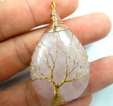 Purple Quartz Abalone Shell Pendant Tree of Life Necklace