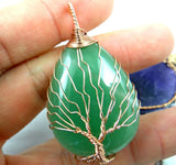 Purple Quartz Abalone Shell Pendant Tree of Life Necklace