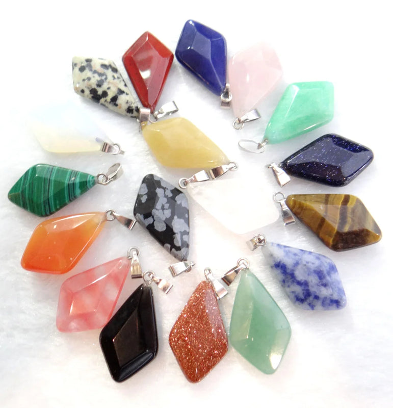 24pc Water Drop Aventurine Lapis Quartz Crystal Pendants DIY Jewelry