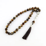 Tiger Eye Stone Tassel Pendant Islamic Rosary Muslim Tasbih Teebin