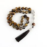 Tiger Eye Stone Tassel Pendant Islamic Rosary Muslim Tasbih Teebin