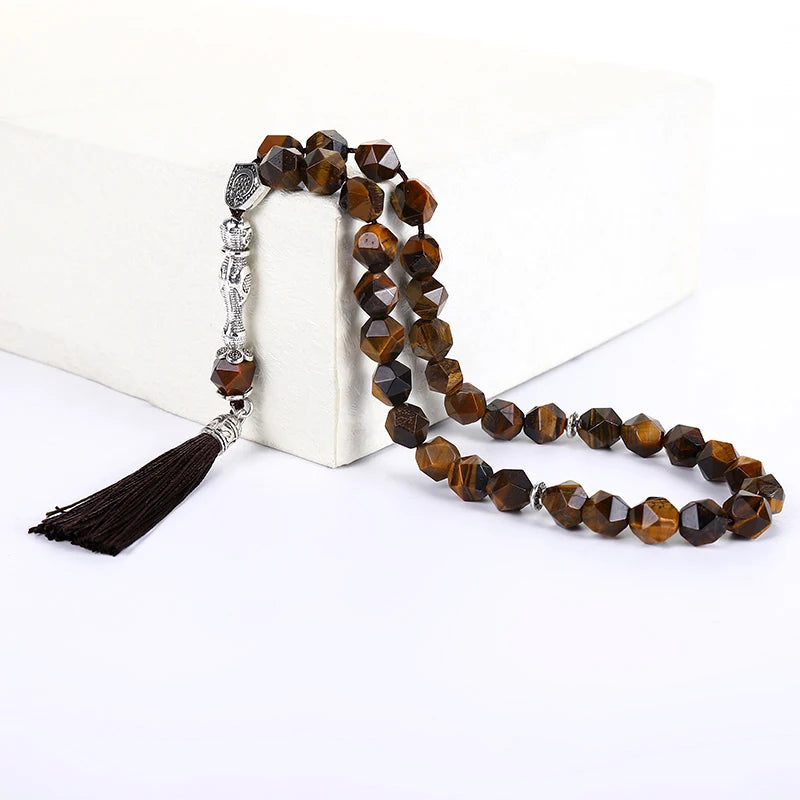 Tiger Eye Stone Tassel Pendant Islamic Rosary Muslim Tasbih Teebin