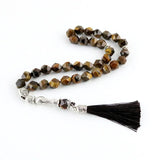 Tiger Eye Stone Tassel Pendant Islamic Rosary Muslim Tasbih Teebin