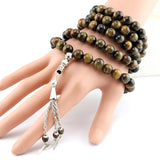 Tiger Eye Stone Tassel Pendant Islamic Rosary for Men Women Tesbih