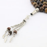 Tiger Eye Stone Tassel Pendant Islamic Rosary for Men Women Tesbih