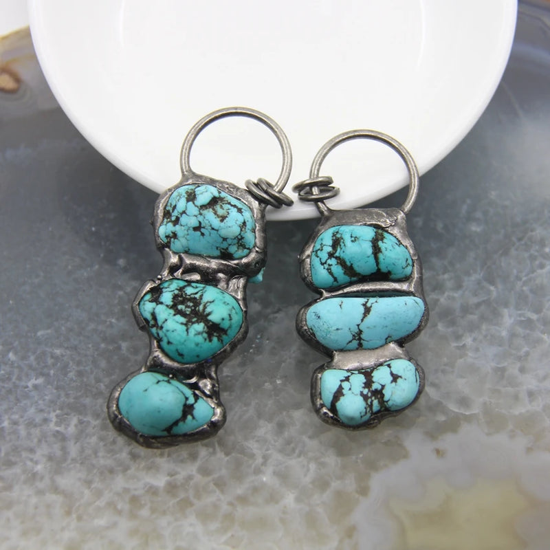 Vintage Quartz Pendant Natural Stone Turquoise Necklace DIY Jewelry