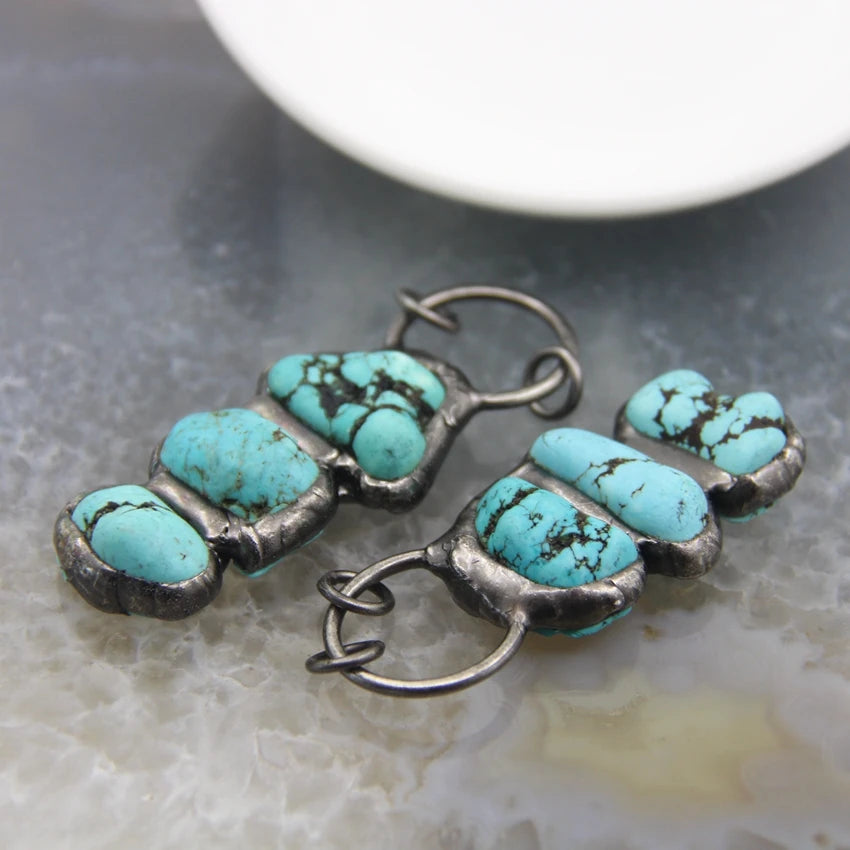 Vintage Quartz Pendant Natural Stone Turquoise Necklace DIY Jewelry