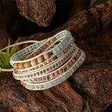 Natural Stones Charm 5 Strands Wrap Bracelet Boho Women Leather Drop