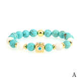 Natural Stones Evil Eye Charm Bracelet Prayer Beads
