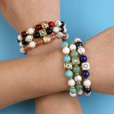 Natural Stones Evil Eye Charm Bracelet Prayer Beads
