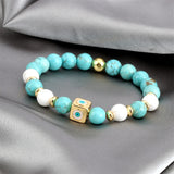 Natural Stones Evil Eye Charm Bracelet Prayer Beads