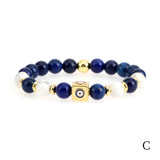 Natural Stones Evil Eye Charm Bracelet Prayer Beads