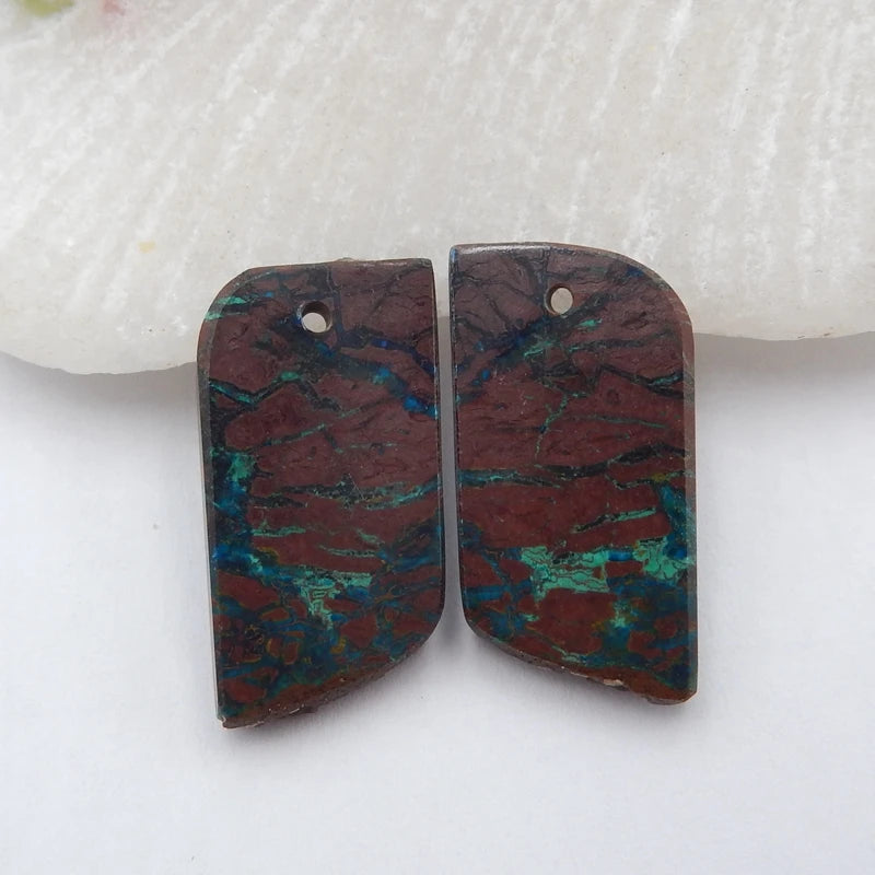 Chrysocolla Nugget Drilled Earring Beads Pair for Women Earring