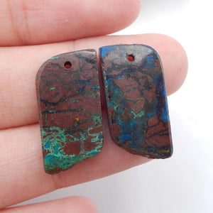Chrysocolla Nugget Drilled Earring Beads Pair for Women Earring