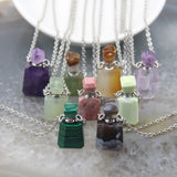 Faceted Essential Oil Diffuser Necklace, Crystal Perfume Bottle Pendant