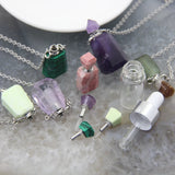 Faceted Essential Oil Diffuser Necklace, Crystal Perfume Bottle Pendant