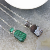 Faceted Essential Oil Diffuser Necklace, Crystal Perfume Bottle Pendant