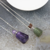Faceted Essential Oil Diffuser Necklace, Crystal Perfume Bottle Pendant