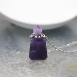 Faceted Essential Oil Diffuser Necklace, Crystal Perfume Bottle Pendant