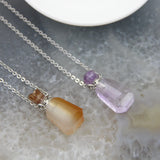 Faceted Essential Oil Diffuser Necklace, Crystal Perfume Bottle Pendant